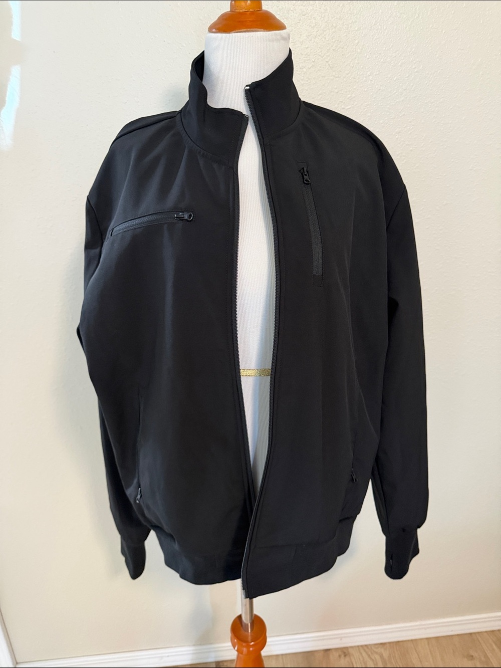 Men's Lightweight Black Shirt Jacket - Classic Zip Front